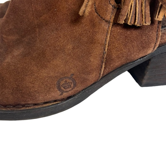 BORN Monikah Block Heel Distressed Suede Back Strap Bootie in Tobacco Size 8 - Picture 2 of 13